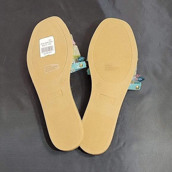 BRAND NEW ROUGE STUDDED RHINESTONES EMBELLISHMENTS SLIDE SANDAL - Picture 11 of 15